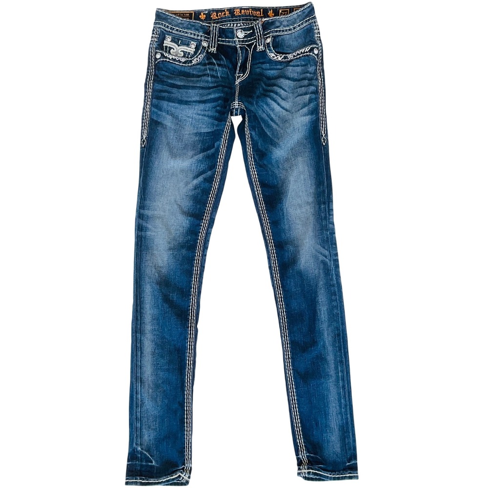 ROCK REVIVAL Felicia skinny jeans size‎ 27 EP90655L EXCELLENT y2K Western Glam